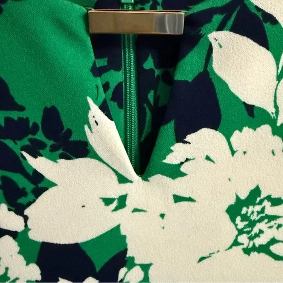 SLNY Floral Green and White Dress - Picture 3 of 5